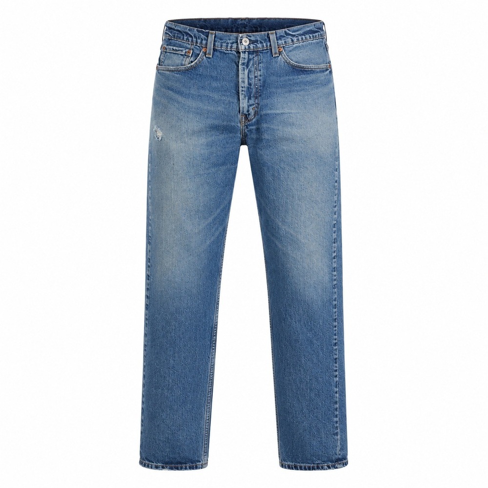 Levi's 505 Regular Fit Jeans Men 36x32 Medium Wash Blue Distressed Straight Leg